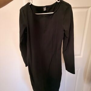 SHEIN Black Long-Sleeve Sheath Dress